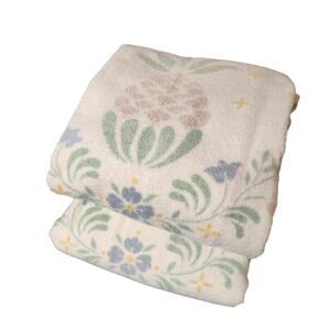 Vintage Fieldcrest Set of 2 Towels Pineapple Pastel Made in USA Cotton